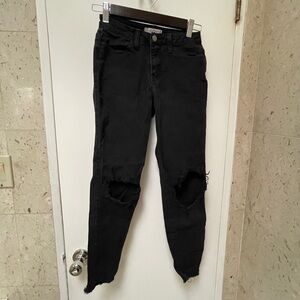 Vibrant Black Ripped Jeans